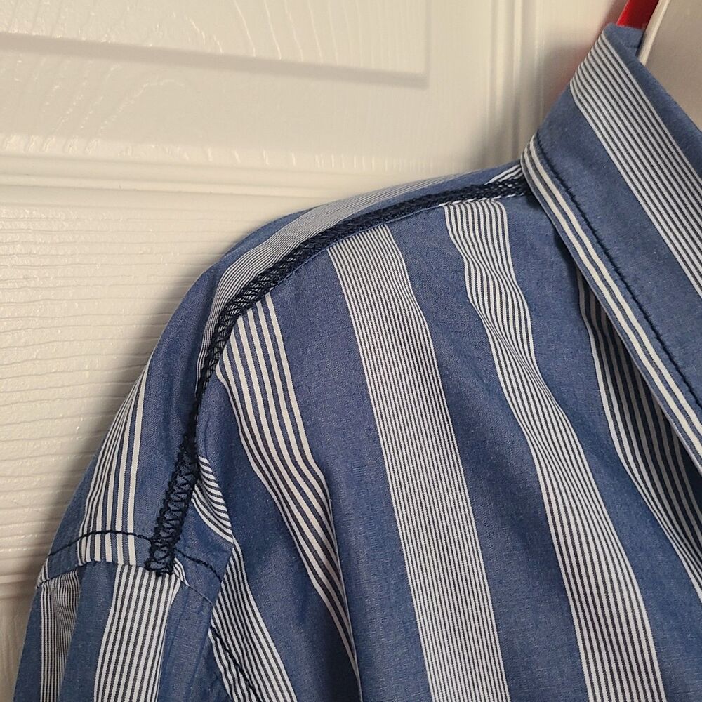 Women Sandro sz 4 Cropped Collared Striped Long Sleeve Blouse SHIRT Top - Picture 7 of 12